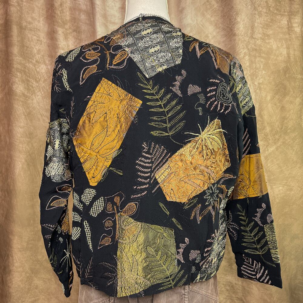 Vintage 90s Patchwork Jacket Embroidered Multicol… - image 3